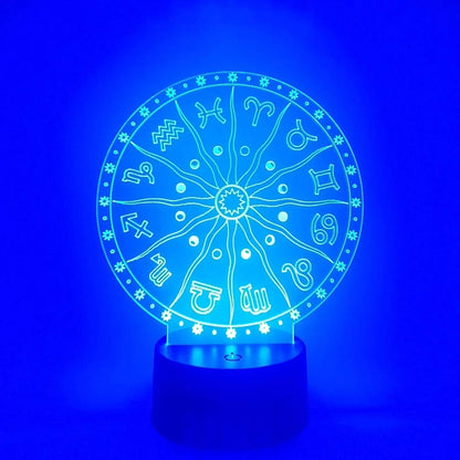 Zodiac Wheel LED Lamp – Astrology Signs Ambient Light for Meditation & Décor