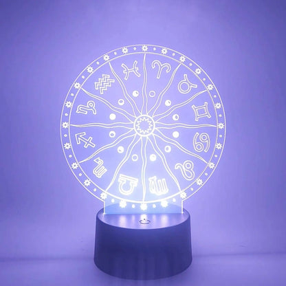 Zodiac Wheel LED Lamp – Astrology Signs Ambient Light for Meditation & Décor