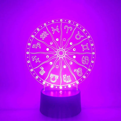Zodiac Wheel LED Lamp – Astrology Signs Ambient Light for Meditation & Décor