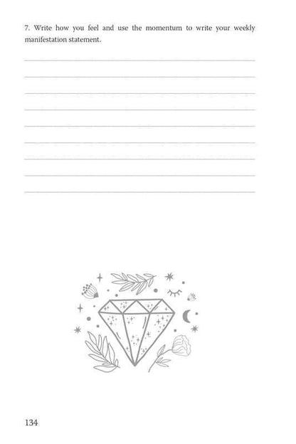 An inside page of the 369 manifestation journal with lined writing space and a small diamond illustration at the bottom on a clean layout. — for Carpe Diem Dream