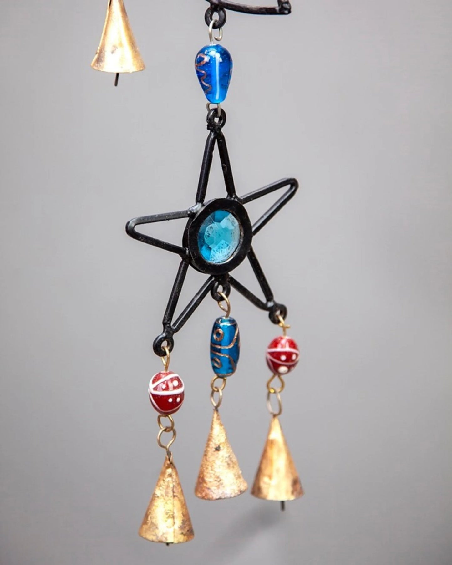 Celestial Sun, Moon & Star Chime with Glass Beads – Handcrafted Cosmic Harmony Décor