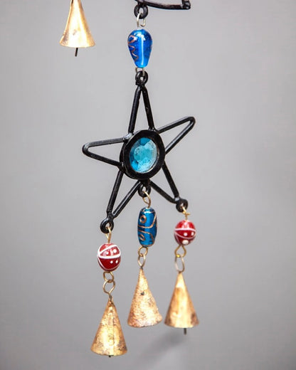 Celestial Sun, Moon & Star Chime with Glass Beads – Handcrafted Cosmic Harmony Décor