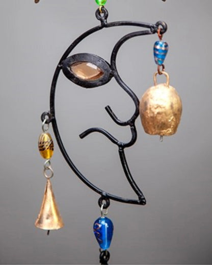 Celestial Sun, Moon & Star Chime with Glass Beads – Handcrafted Cosmic Harmony Décor