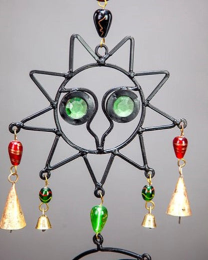 Celestial Sun, Moon & Star Chime with Glass Beads – Handcrafted Cosmic Harmony Décor