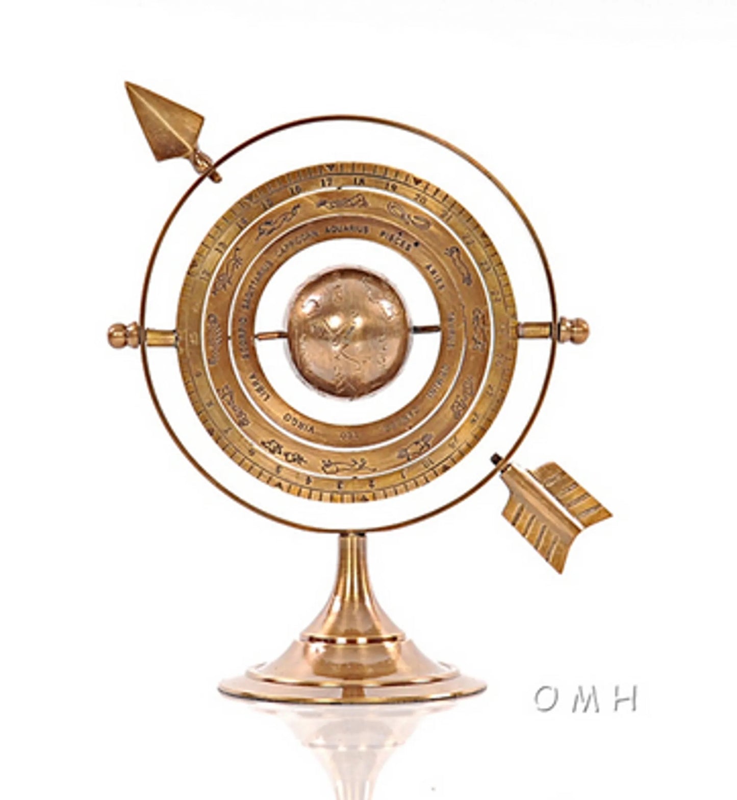 Brass Armillary Globe with Zodiac Rings – 8-Inch Celestial Decor Piece