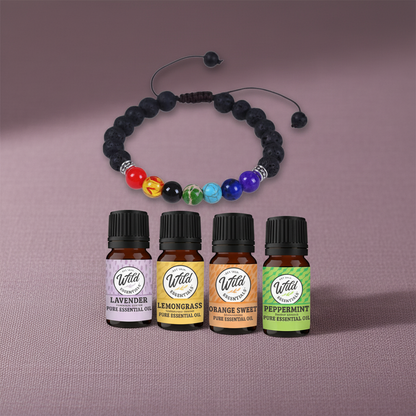 7 Chakras Lava Stone Bracelet with Essential Oils – Aromatherapy & Energy Balance Set - Image 1