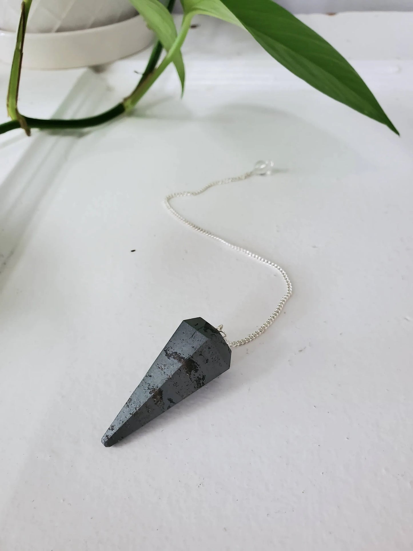 Authentic Hematite Crystal Pendulum – Grounding Energy & Inner Strength