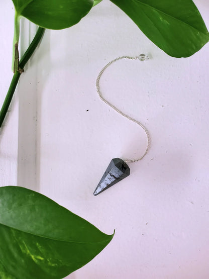 Authentic Hematite Crystal Pendulum – Grounding Energy & Inner Strength