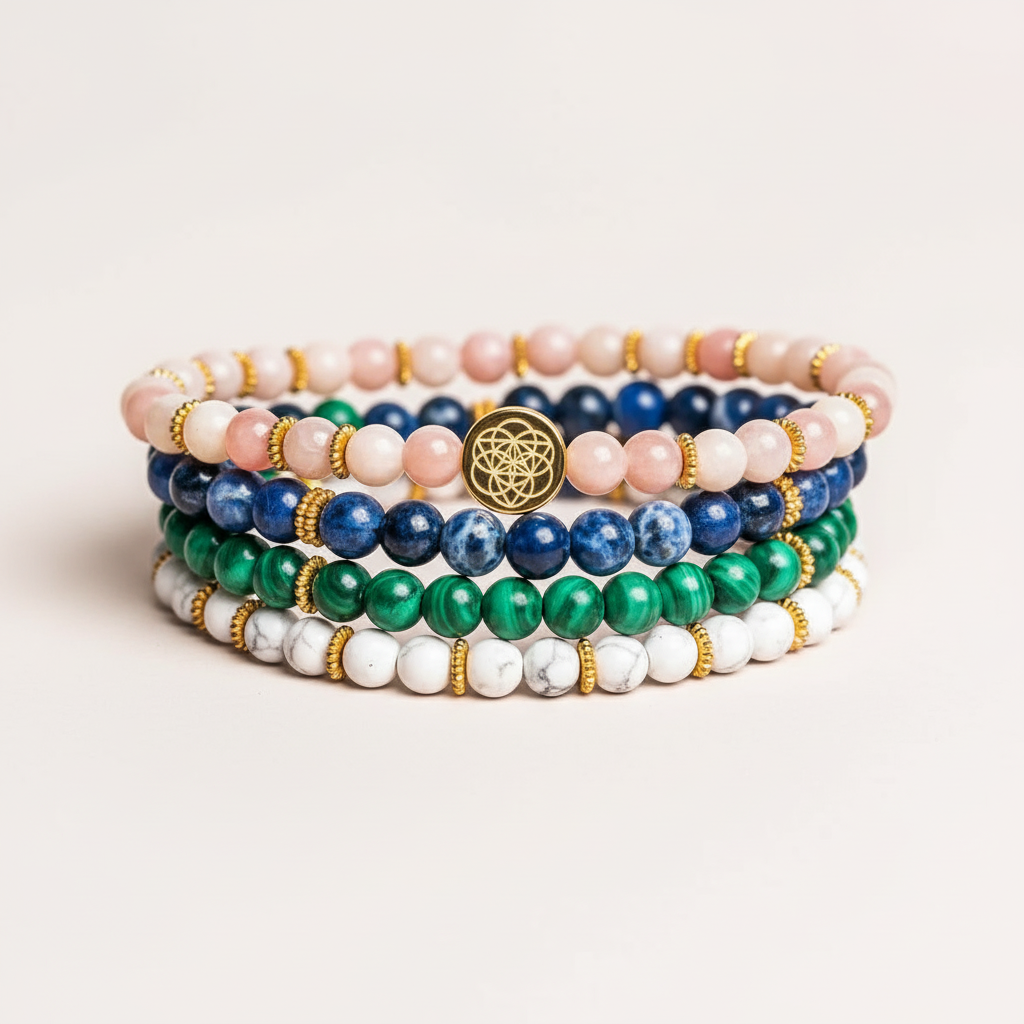 Multicolored love bracelets stacked in a neat circle on soft neutral studio background. — for Carpe Diem Dream