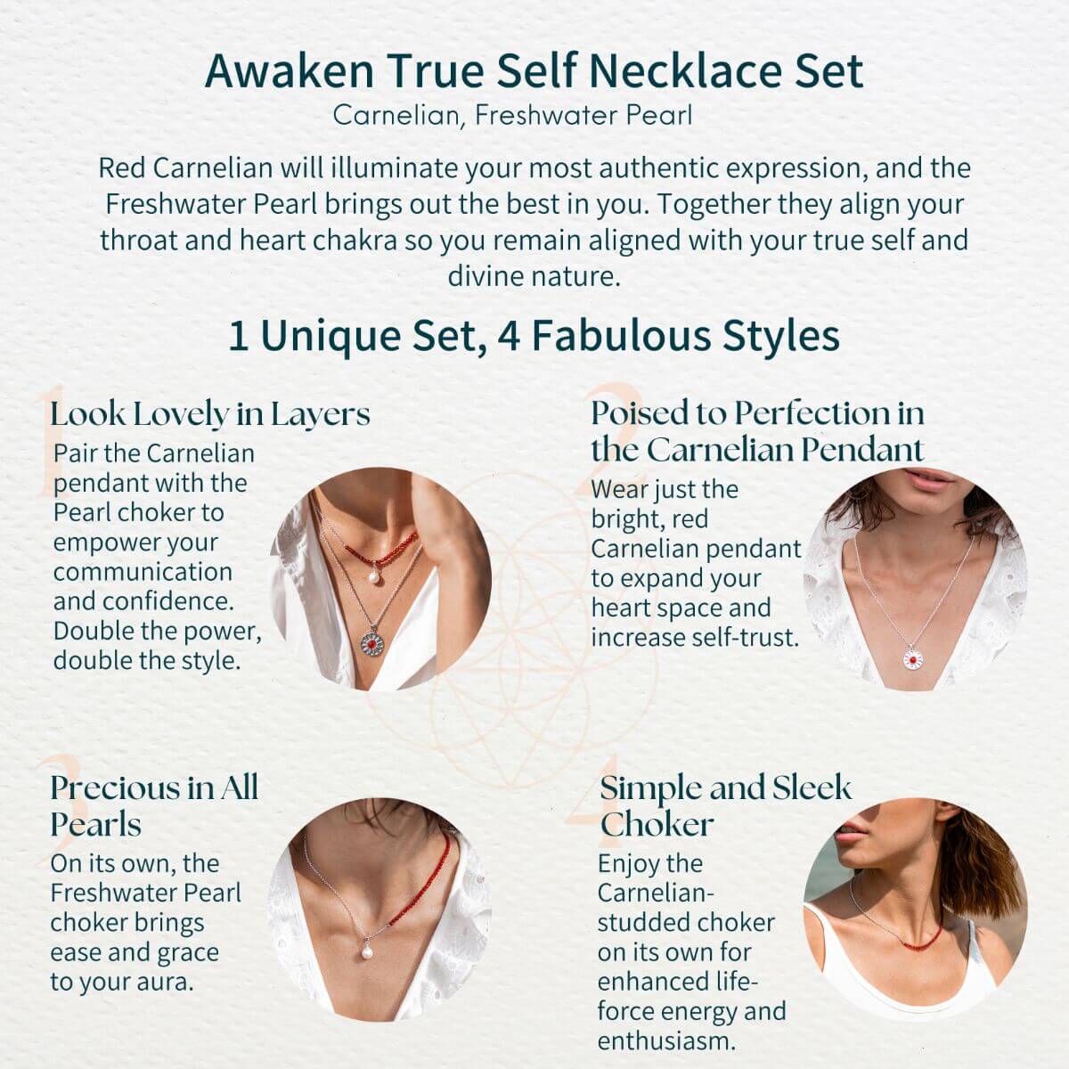 Carnelian & Freshwater Pearl – True Self Awakening Necklace Set