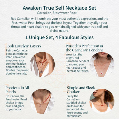 Carnelian & Freshwater Pearl – True Self Awakening Necklace Set