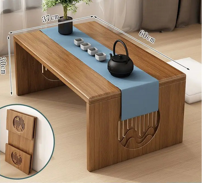 A bamboo folding table in 60cm size displayed in a softly styled interior setting with natural materials and neutral tones. — for Carpe Diem Dream