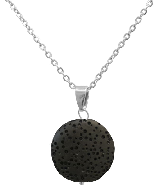 Black Lava Stone Essential Oil Necklace – Minimalist Aromatherapy Pendant