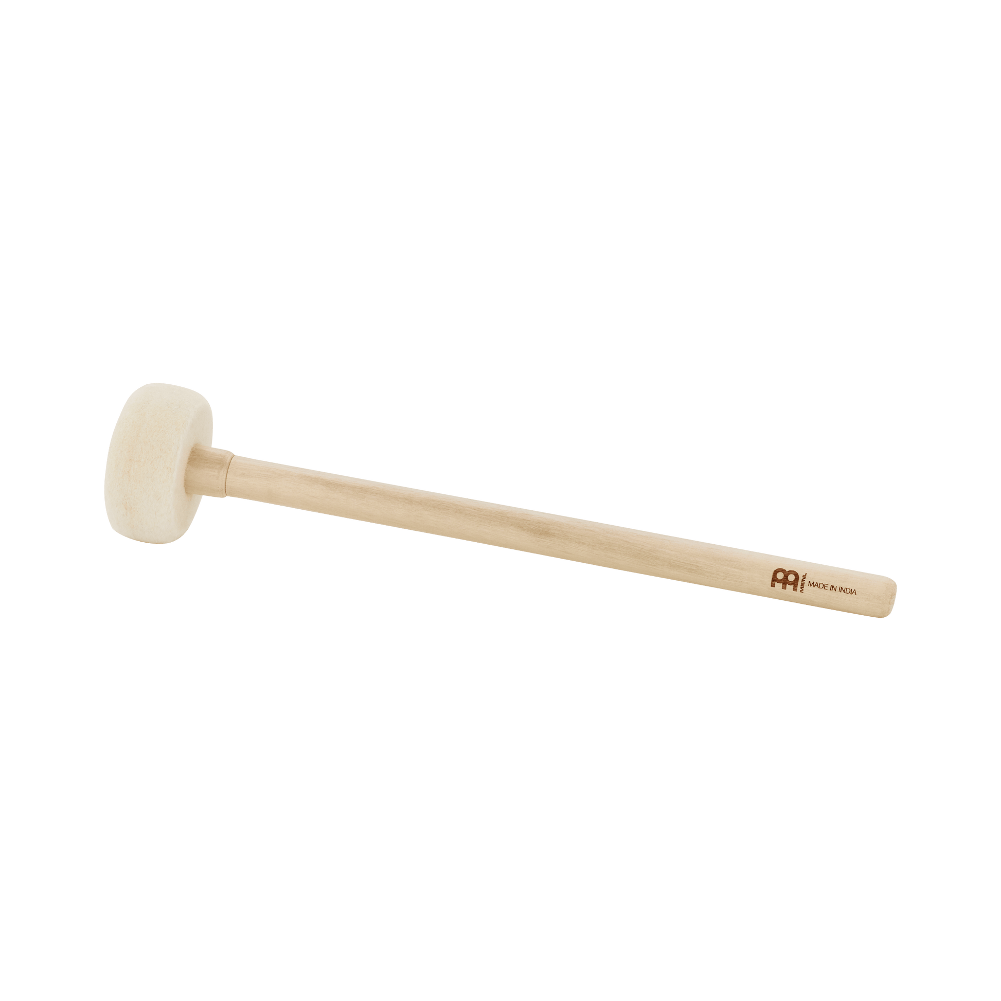 Medium-large single-head felt singing bowl mallet with wooden handle displayed on a transparent background — for Carpe Diem Dream
