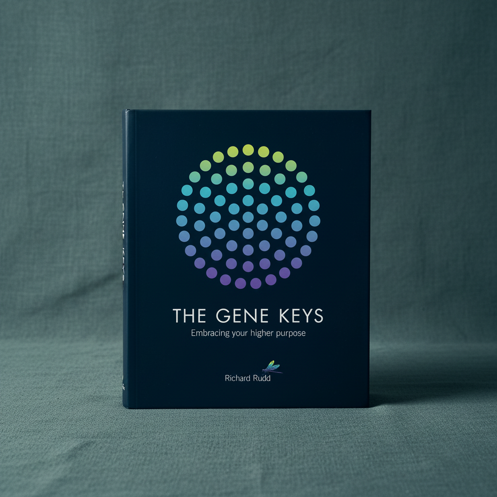 The Gene Keys: Embracing Your Higher Purpose by Richard Rudd displayed upright on a textured teal linen background. — for Carpe Diem Dream