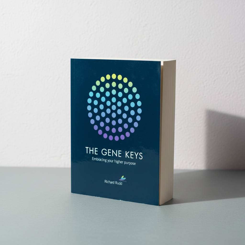 The Gene Keys: Embracing Your Higher Purpose by Richard Rudd displayed in a minimalist studio setting with soft natural light. — for Carpe Diem Dream
