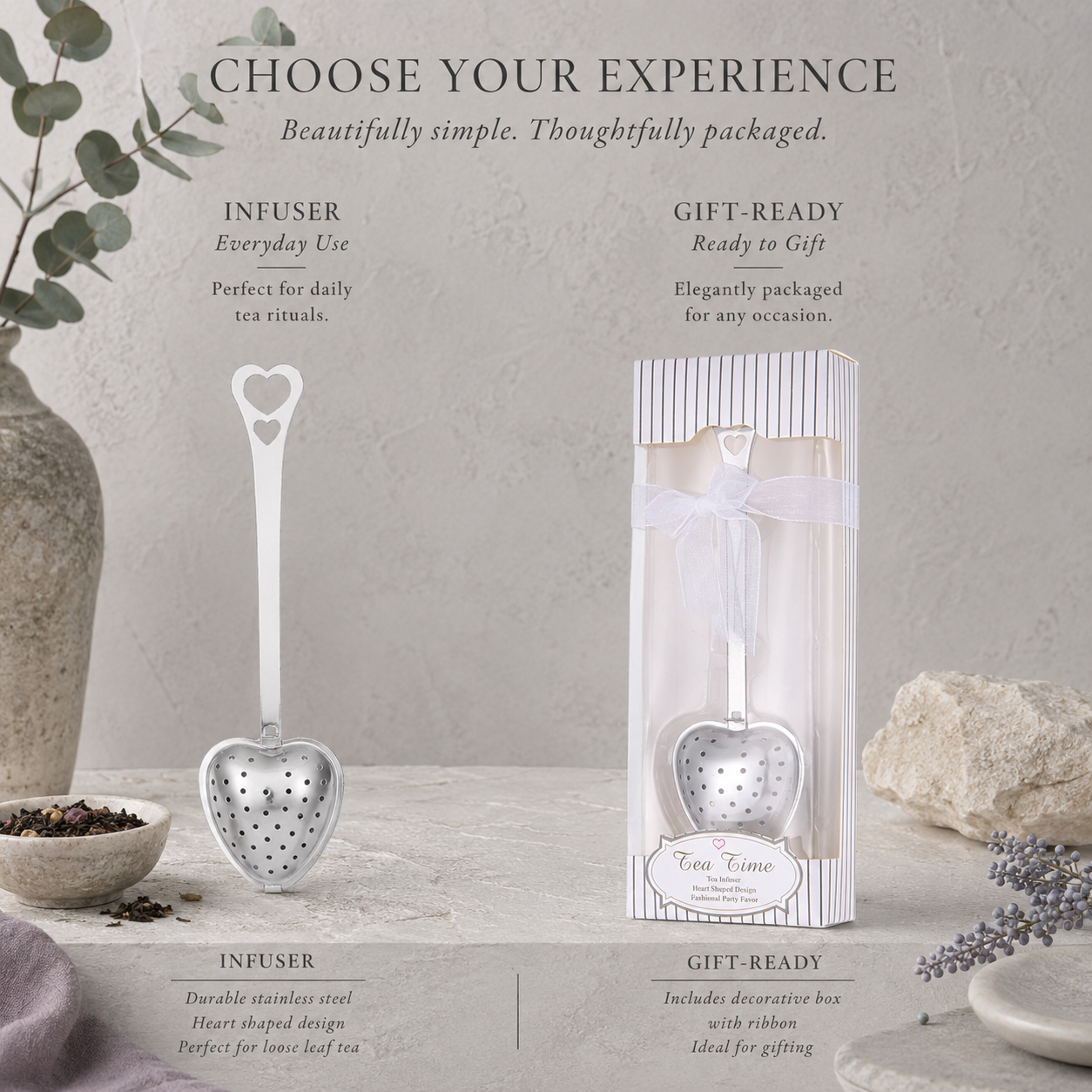 Heart Shaped Tea Infuser | Metal Loose Leaf Tea Strainer Gift Box