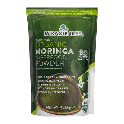 Organic Moringa Powder | Daily Vitality Superfood Pouch 16oz