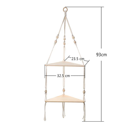 Macrame Corner Wall Shelf – Boho Altar & Sacred Display | 2-Tier & 3-Tier