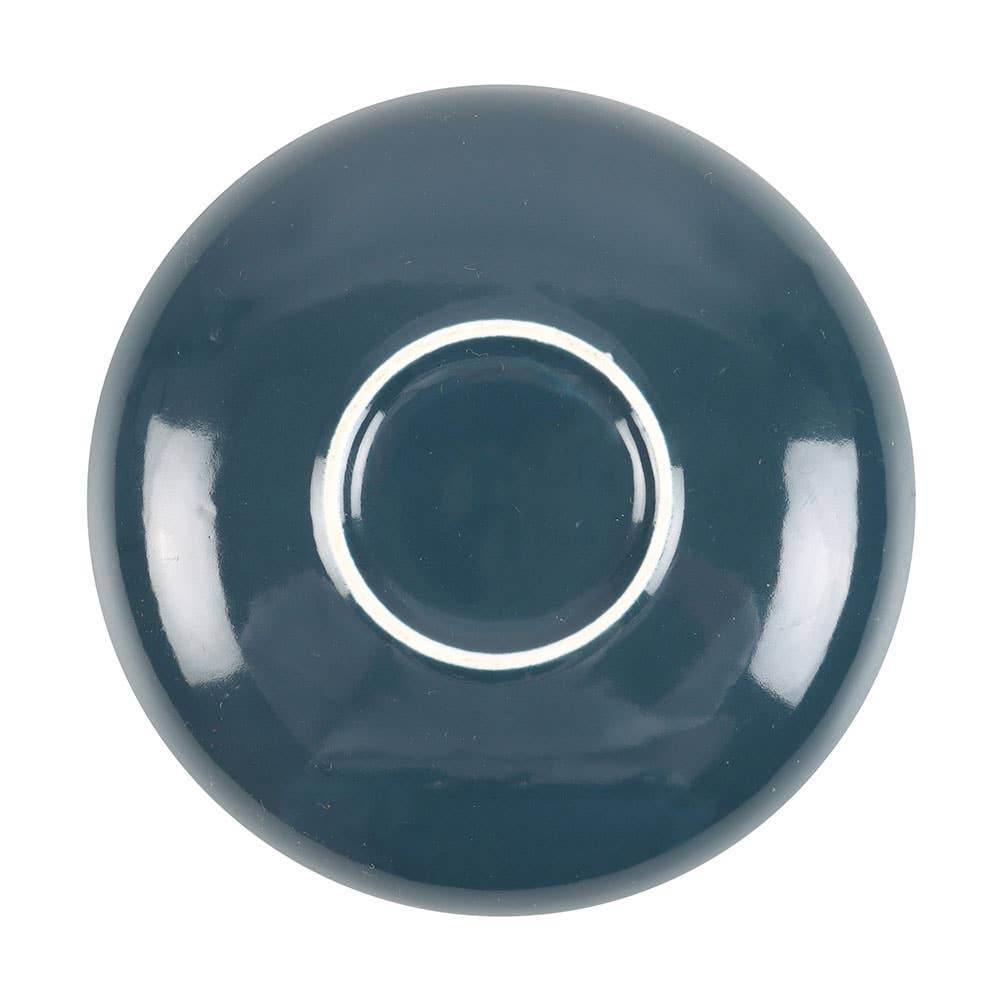 Back view of the Midnight Moth Celestial Trinket Dish showing its deep teal ceramic finish with a glossy glaze on a white background, styled for Carpe Diem Dream.