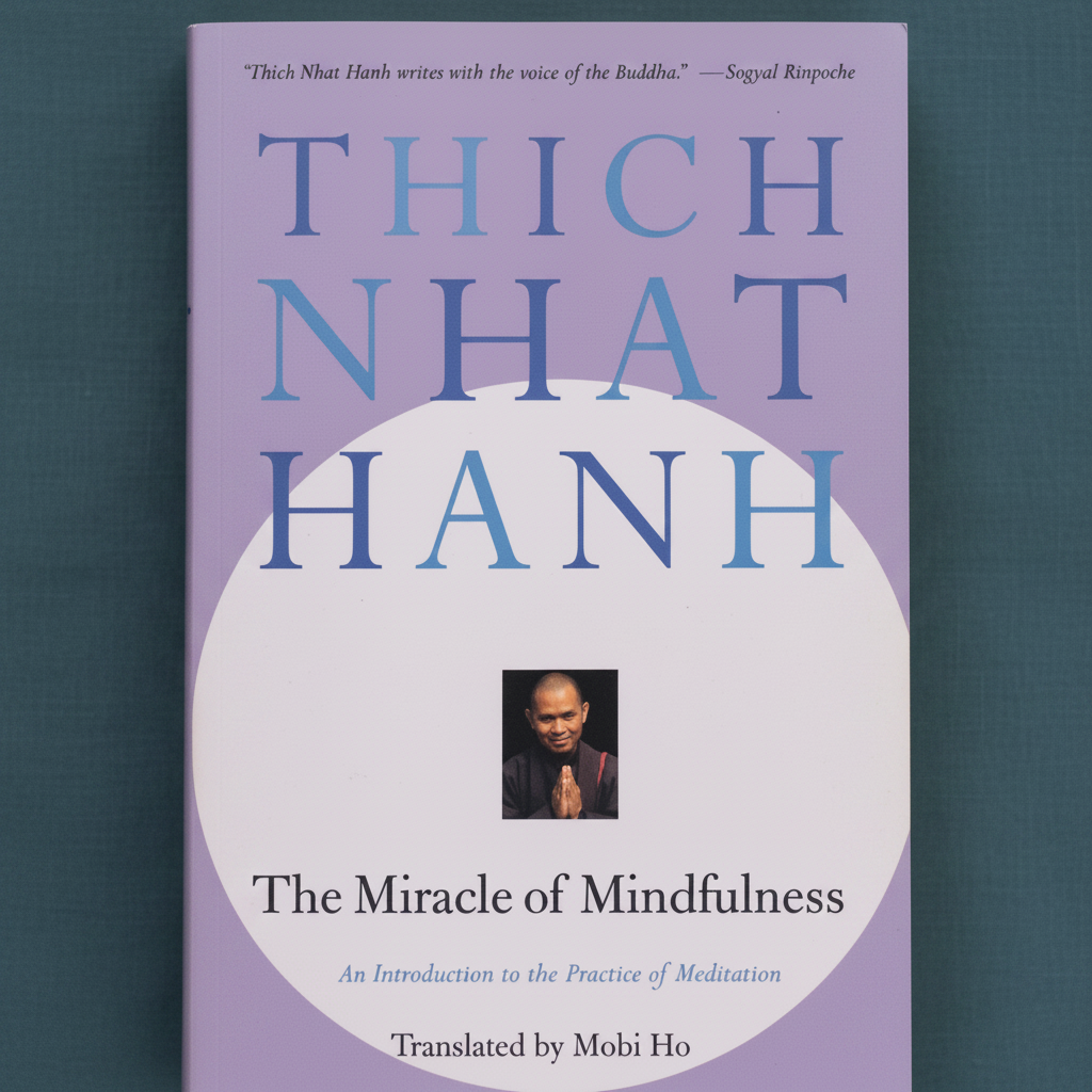 Close-up view of The Miracle of Mindfulness paperback book by Thich Nhat Hanh showing the title, subtitle, and author details clearly. — for Carpe Diem Dream