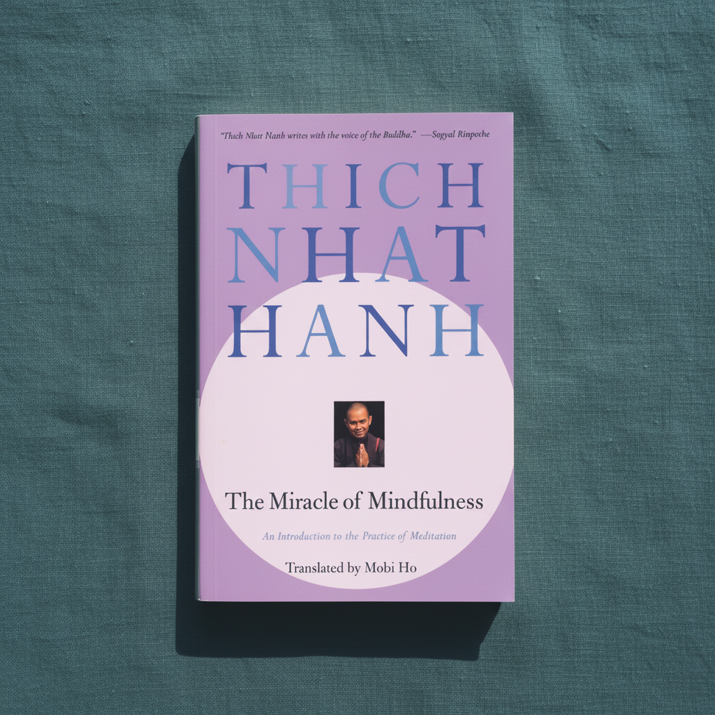 The Miracle of Mindfulness paperback book by Thich Nhat Hanh displayed on a teal linen background with the full cover visible. — for Carpe Diem Dream