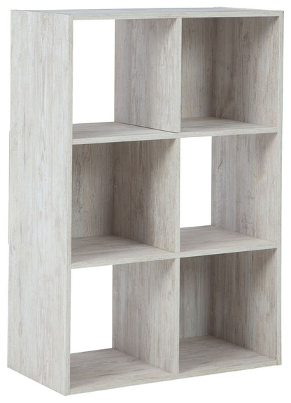 Paxberry six cube organizer in a whitewashed weatherworn finish with open and closed back cube storage. — for Carpe Diem Dream