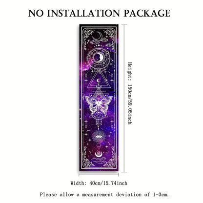 Purple galaxy butterfly banner tapestry supplier image showing celestial design with labeled dimensions of 59.06 inches height and 15.74 inches width on a white background. — for Carpe Diem Dream
