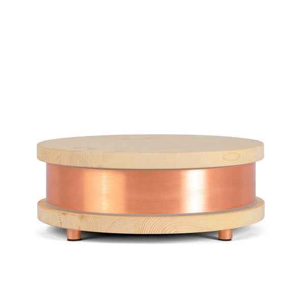 A Qi-Home Cell EMF protection device in pine wood finish shown on a neutral background with accurate product coloring. — for Carpe Diem Dream