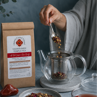 Sacred Body Temple Tea — Red Jasper & Rose Quartz-Inspired Herbal Tea