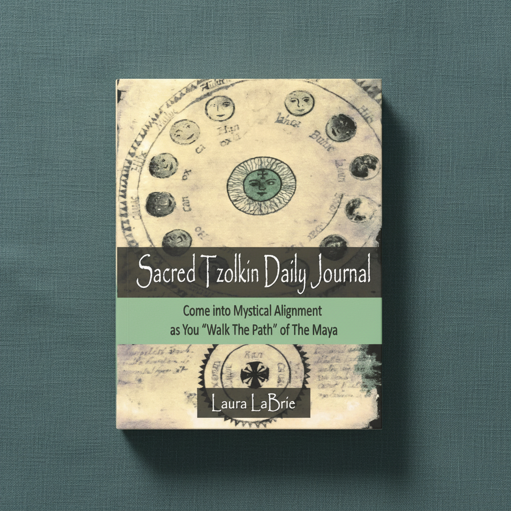 Sacred Tzolk'in Daily Planner displayed on a textured teal linen background featuring Mayan calendar artwork and a 260-day spiritual journey inspired by ancient Maya wisdom. — for Carpe Diem Dream