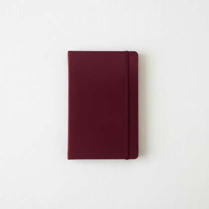 A maroon velvet hard cover journal with an elastic band closure displayed upright on a clean neutral background. — for Carpe Diem Dream