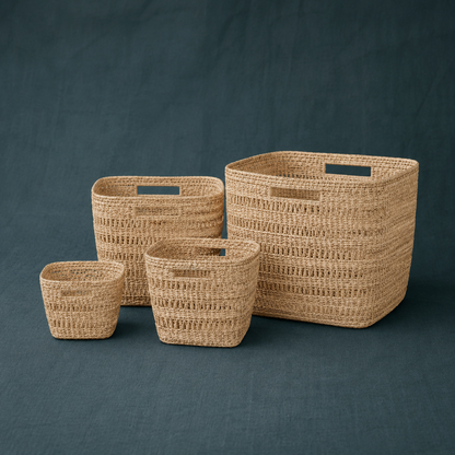 Woven Rattan Cube Storage Baskets | Handcrafted Bali Storage Set